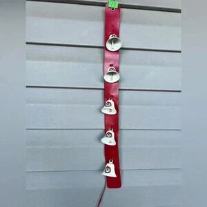 Red Leather Christmas Sleigh Bell Door Hanger